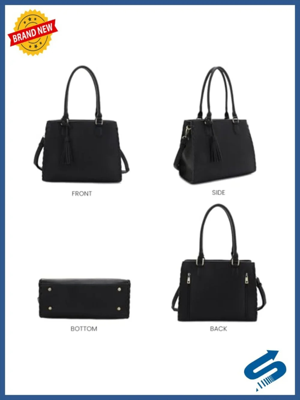 Faux Leather Satchel Crossbody Bag with Tassel Concealed Carry Pocket